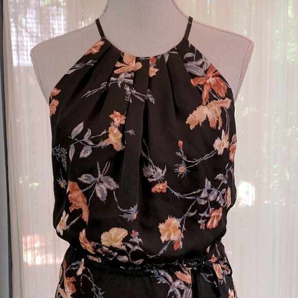 JOIE Makana Floral Dress halter dress elastic waist pleated neckline lined Small - Picture 2 of 11